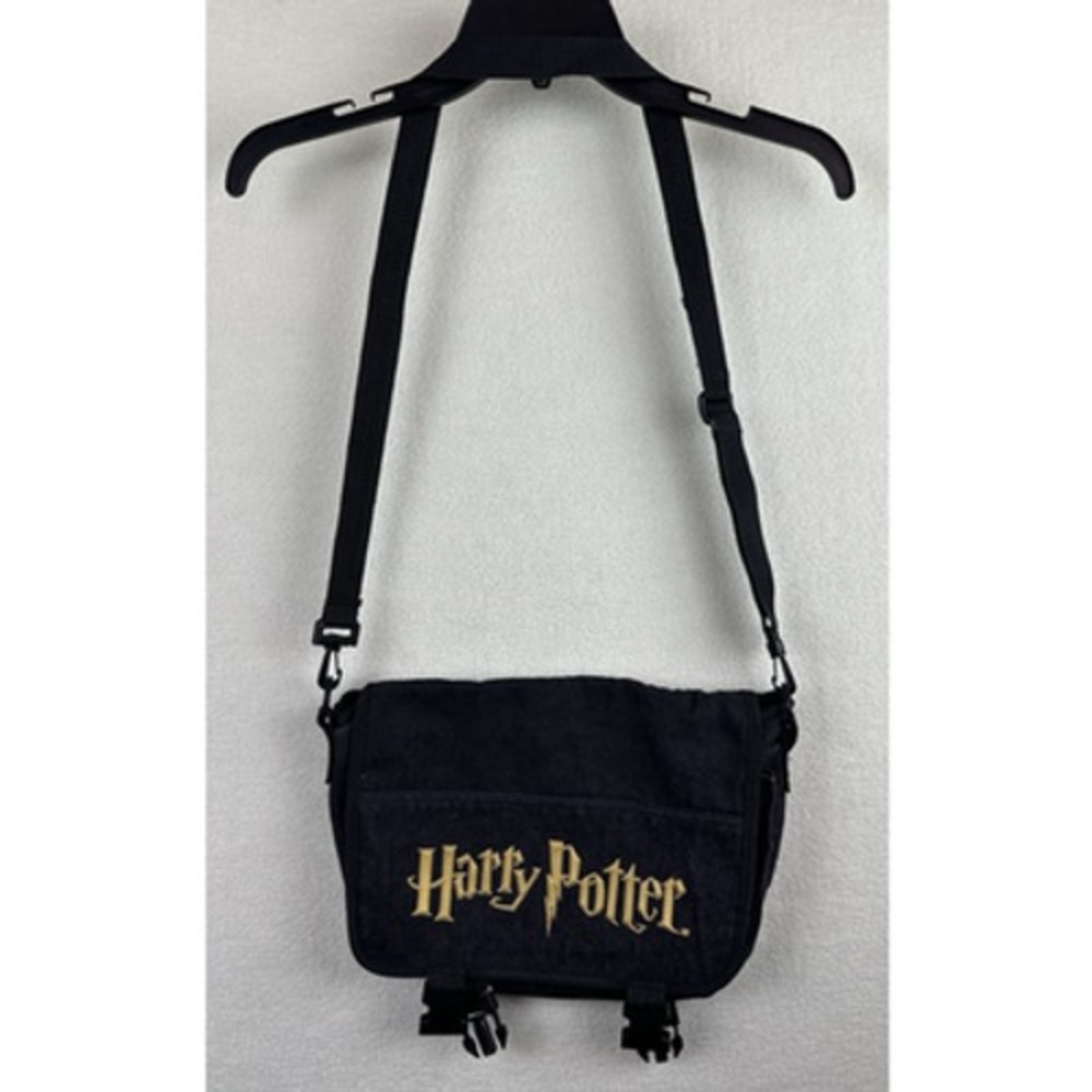 Harry Potter Crossbody Shoulder Bag Black Cotton Logo Clasp Medium Messenger